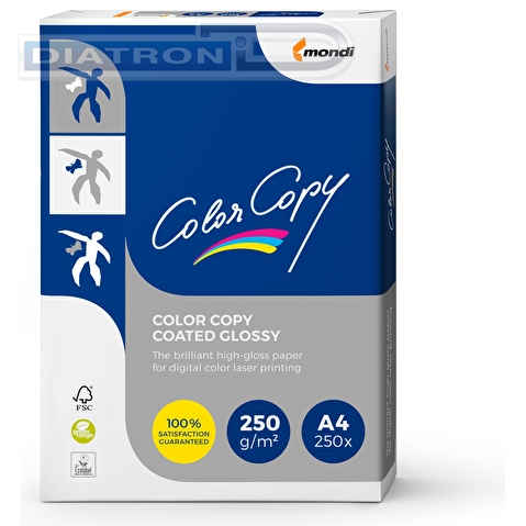 Бумага для оргтехники COLOR COPY COATED GLOSSY A4, ПЛОТНАЯ, 250/250/CIE138/102%