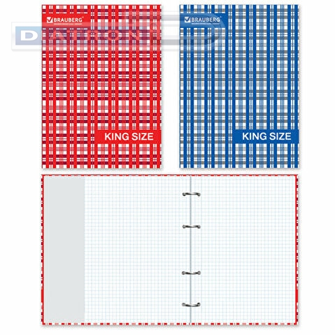 Тетрадь на кольцах А5  240л, BRAUBERG Шотландка, обложка ламинированный картон, со сменным блоком, клетка