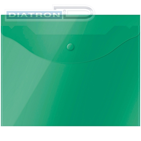 Папка-конверт на кнопке OfficeSpace А5, 190х240мм, пластик, 0.15мм, полупрозрачная, зеленая