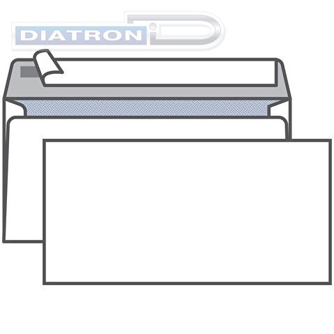 Конверт Е65 110х220мм,  80г/м2, отрывная полоса, серая запечатка