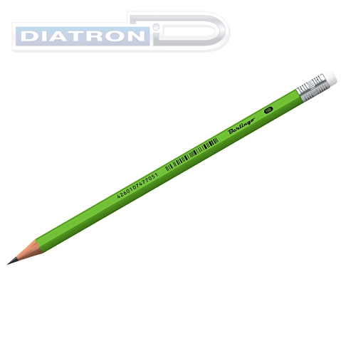 Карандаш чернографитовый Красин, HB, пластиковый, заточенный, с ластиком