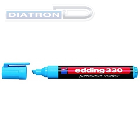Маркер перманентный EDDING 330, скошенный наконечник, 1-5мм, голубой