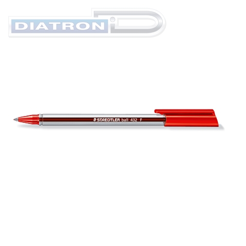 Ручка шариковая STAEDTLER 432 F-2, трехгранный прозрачный корпус, 0.3мм, красная