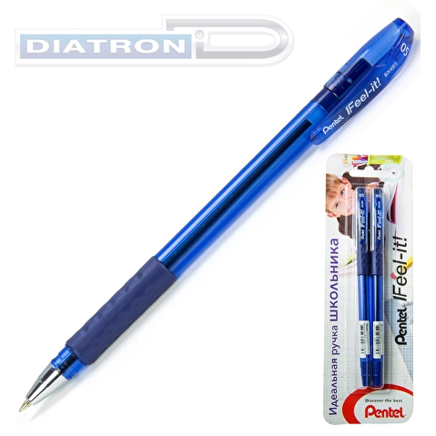 Ручка шариковая PENTEL XBX485-CC  Feel it!, резиновый упор, 0.5/0.23 мм, синяя, 2шт/уп