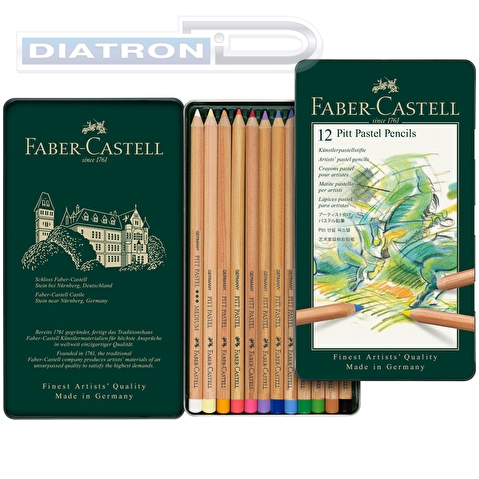 Набор цветных карандашей пастельных Faber-Castell Pitt Pastel, 12цв, в металлической коробке