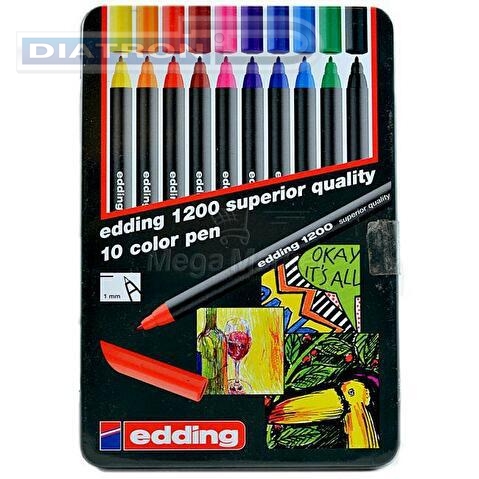Фломастеры EDDING 1200, пластиковый блистер, 10цветов/уп
