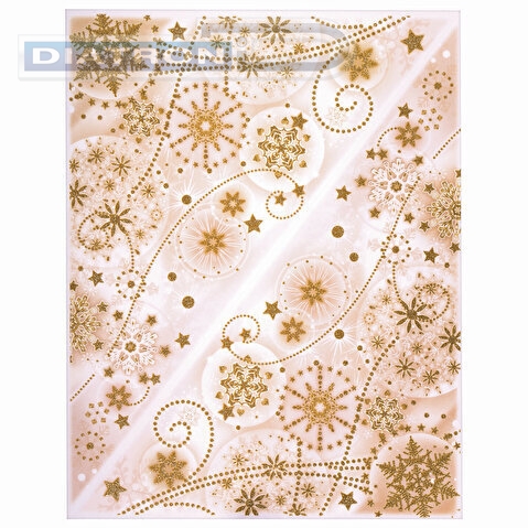 Украшение оконное декоративное Узоры из золотых снежинок 1, 30х38см