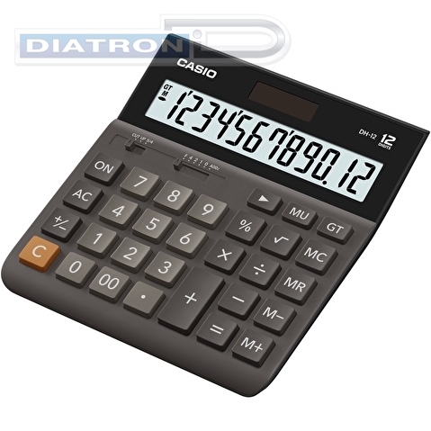 Калькулятор настольный 12 разр. CASIO DH-12-BK, двойное питание, 151x32x159мм, черный