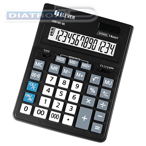Калькулятор настольный 14 разр. ELEVEN Business Line CDB1401-BK, двойное питание, 205х155х35мм, черный