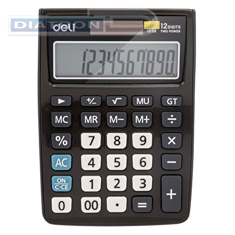 Калькулятор настольный 12 разр. Deli E1238, расчет наценки, 145х105х27мм, черный