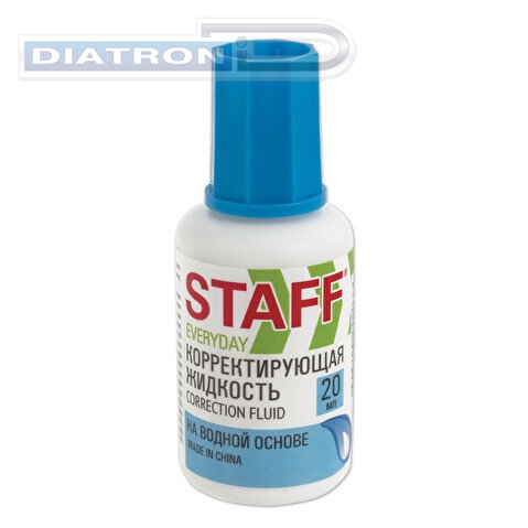 Корректирующая жидкость STAFF, на водной основе, с кисточкой, 20мл