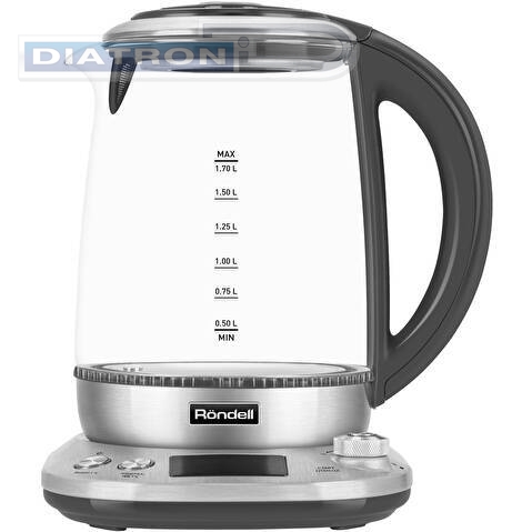 Чайник электрический Rondell RDE-1003 1.7л. 2200Вт черный корпус: стекло/металл
