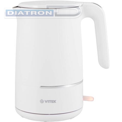 Чайник электрический Vitek VT-1104 1.5л. 2200Вт белый корпус: металл/пластик
