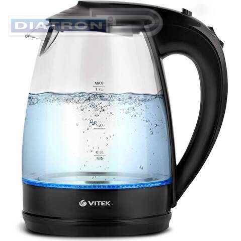 Чайник электрический Vitek VT-1122 1.7л. 2200Вт прозрачный корпус: стекло/пластик