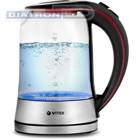 Чайник электрический Vitek VT-7009 1.7л. 2200Вт прозрачный корпус: стекло