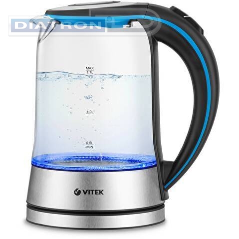 Чайник электрический Vitek VT-7028 1.7л. 2200Вт прозрачный корпус: стекло