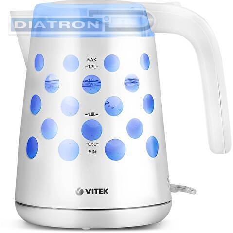 Чайник электрический Vitek VT-7048 1.7л. 2200Вт белый корпус: пластик