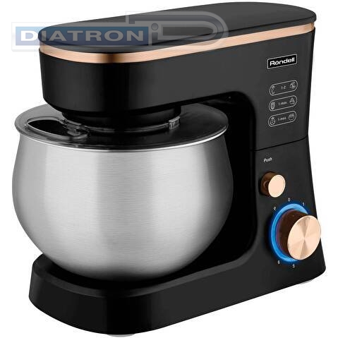 Кухонная машина Rondell RDE-1404 планетар.вращ. 2000Вт черный/золотистый