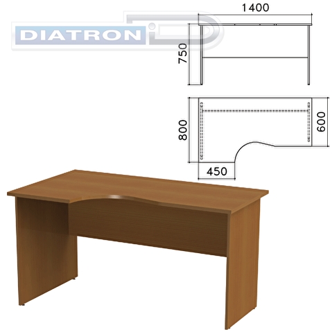 Стол рабочий эргономичный КАНЦ 1400х800х750мм, левый, цвет орех