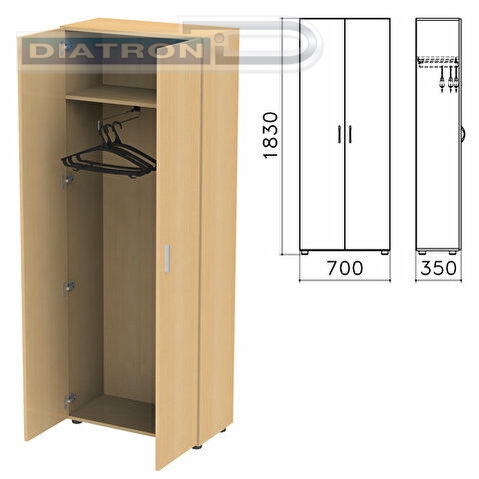Шкаф для одежды КАНЦ, 700х350х1830мм, цвет бук