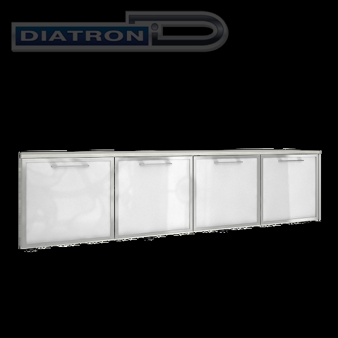 Тумба стационарная YALTA 2200х450х580мм, 4 двери стеклянные, Снежная Патина