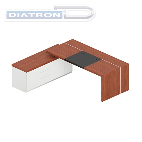 Стол рабочий Art.Neo An-200.1, 2230х1940х750мм, опорная тумба, бювар, кабель-канал, левый, орех тангенциальный/белый глянец