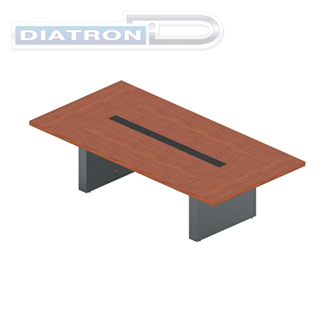 Конференц-стол Art.Neo An-280, 2800х1400х750мм, с кабель-каналом, орех тангенциальный/антрацит глянец