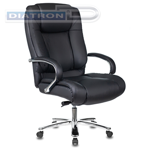 Кресло руководителя БЮРОКРАТ T-9925SL, крестовина металл. хром, кожа черная