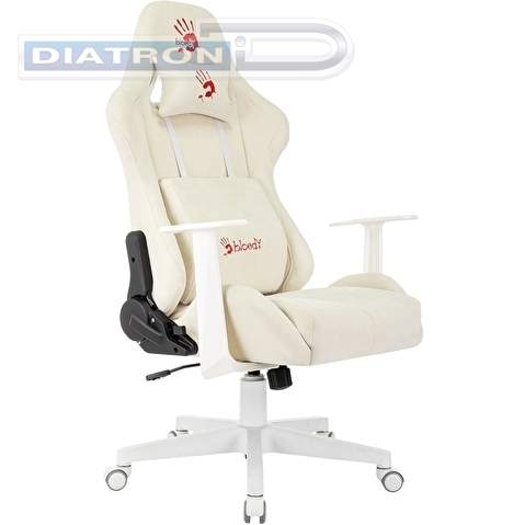 Кресло игровое A4Tech Bloody GC-570, с подголовником, крестовина пластик белая, ткань белая, до 120кг