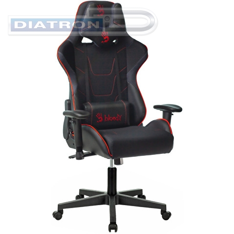 Кресло игровое A4Tech Bloody GC-400, с подголовником, ткань черная/красная, до 120кг