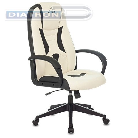 Кресло игровое Zombie 8, эко.кожа белая/черная, до 120кг