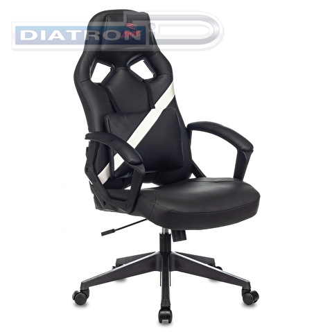 Кресло игровое Zombie DRIVER, с подголовником, эко.кожа черная/белая, до 120кг