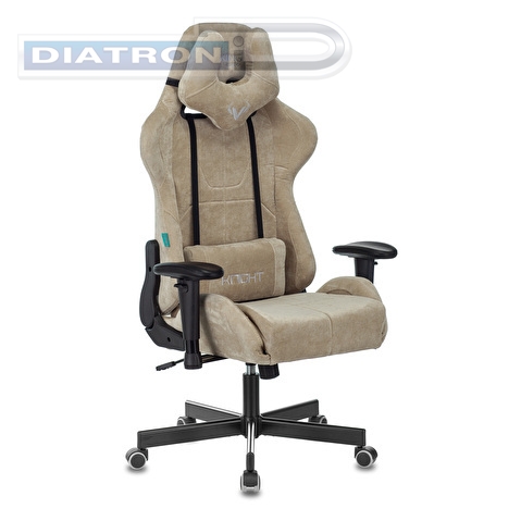 Кресло игровое Zombie VIKING KNIGHT Fabric, с подговником, ткань песочная Light-21, до 150кг