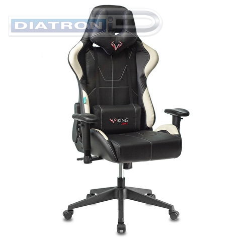 Кресло игровое Zombie VIKING 5 AERO, с подголовником, эко.кожа черная/белая, до 120кг