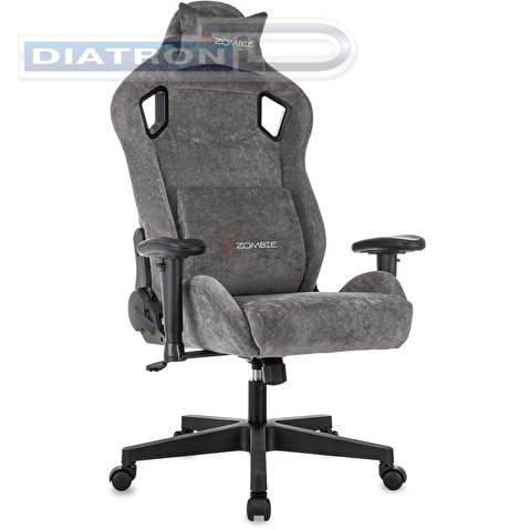 Кресло игровое Zombie Ghost Fabric, с подголовником, ткань серая Light-19, до 150кг
