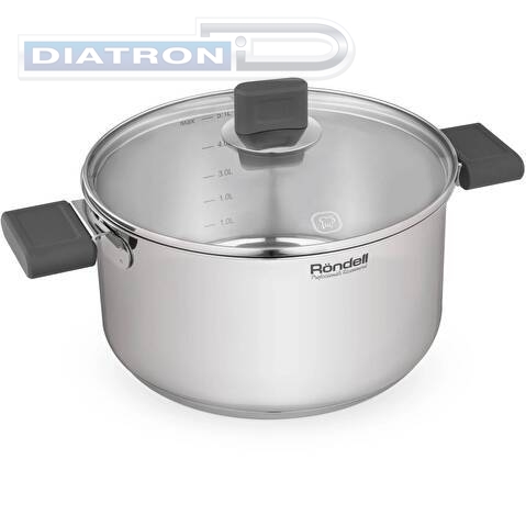 Кастрюля Rondell Quadro RDS-1597 5.1л. d=24см (с крышкой) стальной