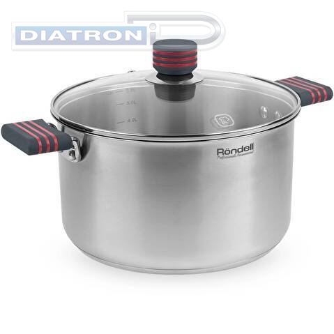 Кастрюля Rondell Stripes RDS-1281 5.8л. d=24см (с крышкой) стальной
