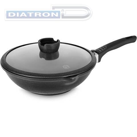 Сковорода ВОК (WOK) Rondell Escurion RDA-870 круглая 28см покрытие: антипригарное ручка съемная (с крышкой) черный