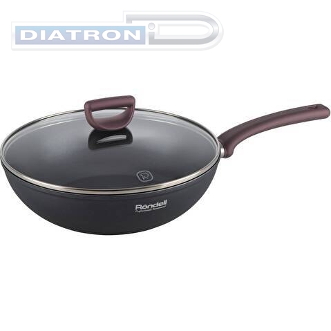 Сковорода ВОК (WOK) Rondell Fest RDA-1527 круглая 28см покрытие: Xylan Plus ручка несъемная (с крышкой) черный