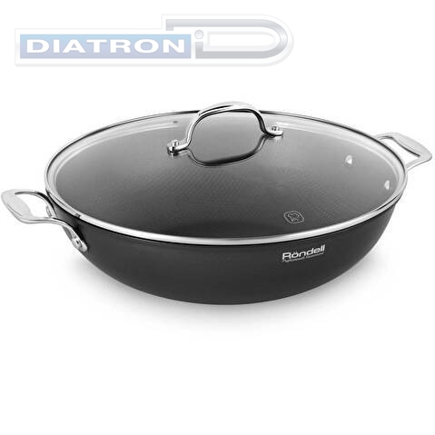 Сковорода ВОК (WOK) Rondell Elements RDA-114 круглая 32см покрытие: TriTitan ручка несъемная (с крышкой) черный