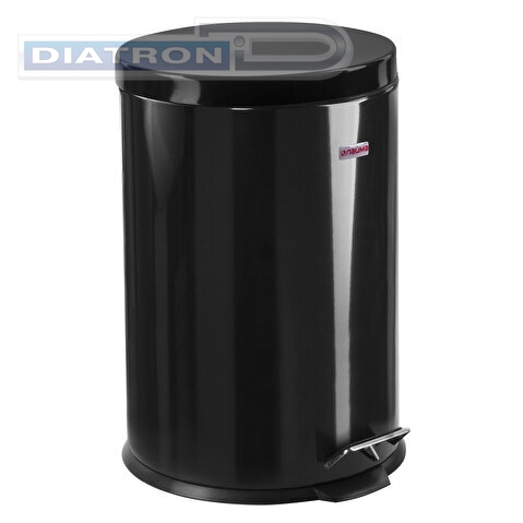 Ведро-контейнер для мусора с педалью LAIMA Classic, 20л, черное, глянцевое, металл, со съемным внутренним ведром