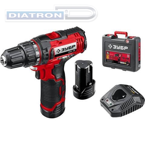 Дрель-шуруповерт ЗУБР ДШЛ-125-22, 12 В, 2 АКБ, 2Ач, в кейсе