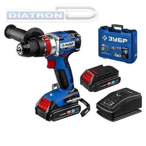 Дрель-шуруповерт ударная ЗУБР DBS-201-22, бесщеточная, 2 АКБ, 20 В, 2 Ач, в кейсе