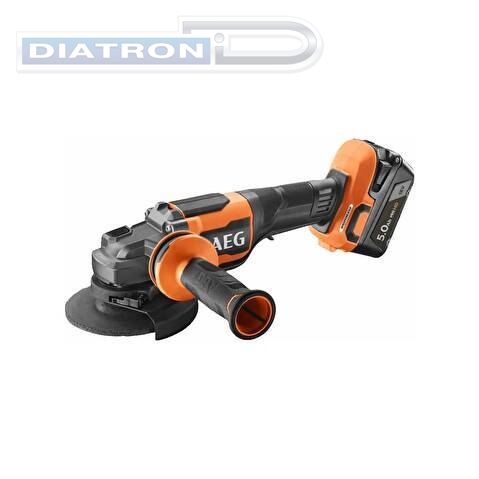 Шлифмашина угловая аккумуляторная AEG BEWS18-125BLPX2-502C, бесщеточная, 18В, 5Ач (4935480858)
