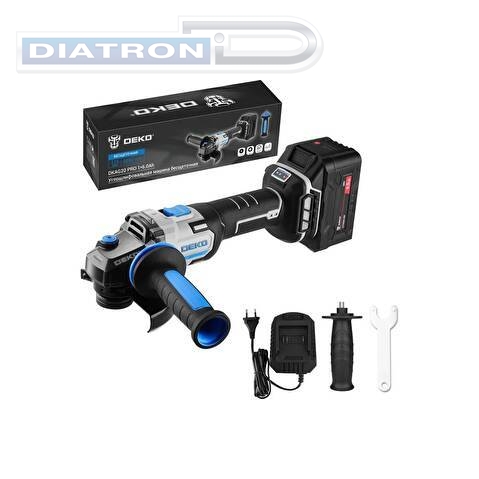 Шлифмашина угловая аккумуляторная DEKO DKAG20 PRO, 20В, 1х6.0Ач (085-1073)