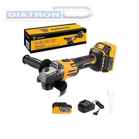 Шлифмашина угловая аккумуляторная DEKO DKAG, 20В, 2х4.0Ач (063-2153)