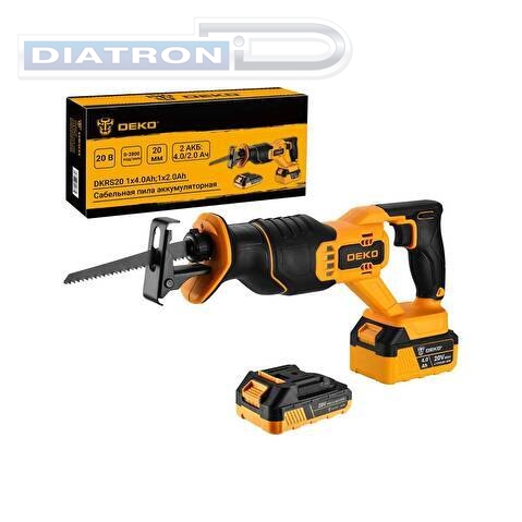 Пила сабельная аккумуляторная DEKO DKRS20, 20В, 2 АКБ: 1x4.0Ач, 1x2.0Ач (085-1128)