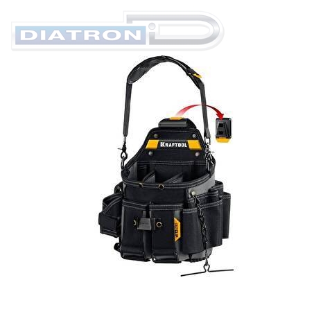 Поясная сумка KRAFTOOL KPB-23 290x310 мм с быстросъёмным креплением FastClip, плечевой ремень, 23 кармана и петли (38766)