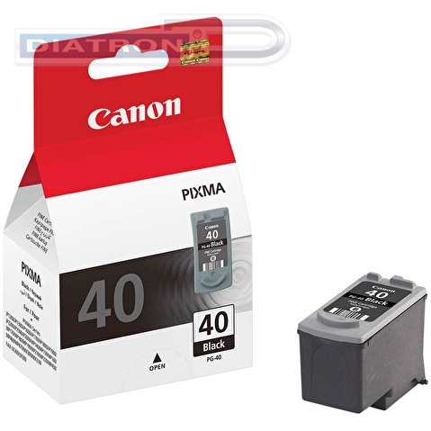 Картридж CANON PG-40 для PIXMA MP140/150/160/170/180/190/210/220/300/310/450/460, iP1200/1300/1600/1700/1800/1900/2200/2500/2600/FAX-JX200/JX500, 195стр, Black