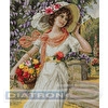 Набор для вышивания "PANNA" "Золотая серия" VH-1480 "Девушка с корзиной цветов" 28.5 х 34 см